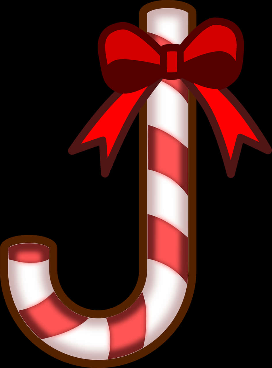 Candy Cane With Red Bow