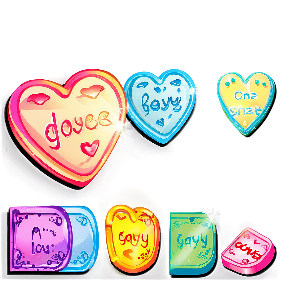 Candy Hearts And Messages Png Cok24