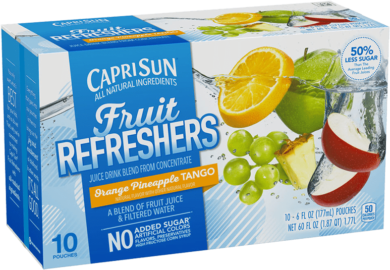 Capri Sun Fruit Refreshers Orange Pineapple Tango Packaging