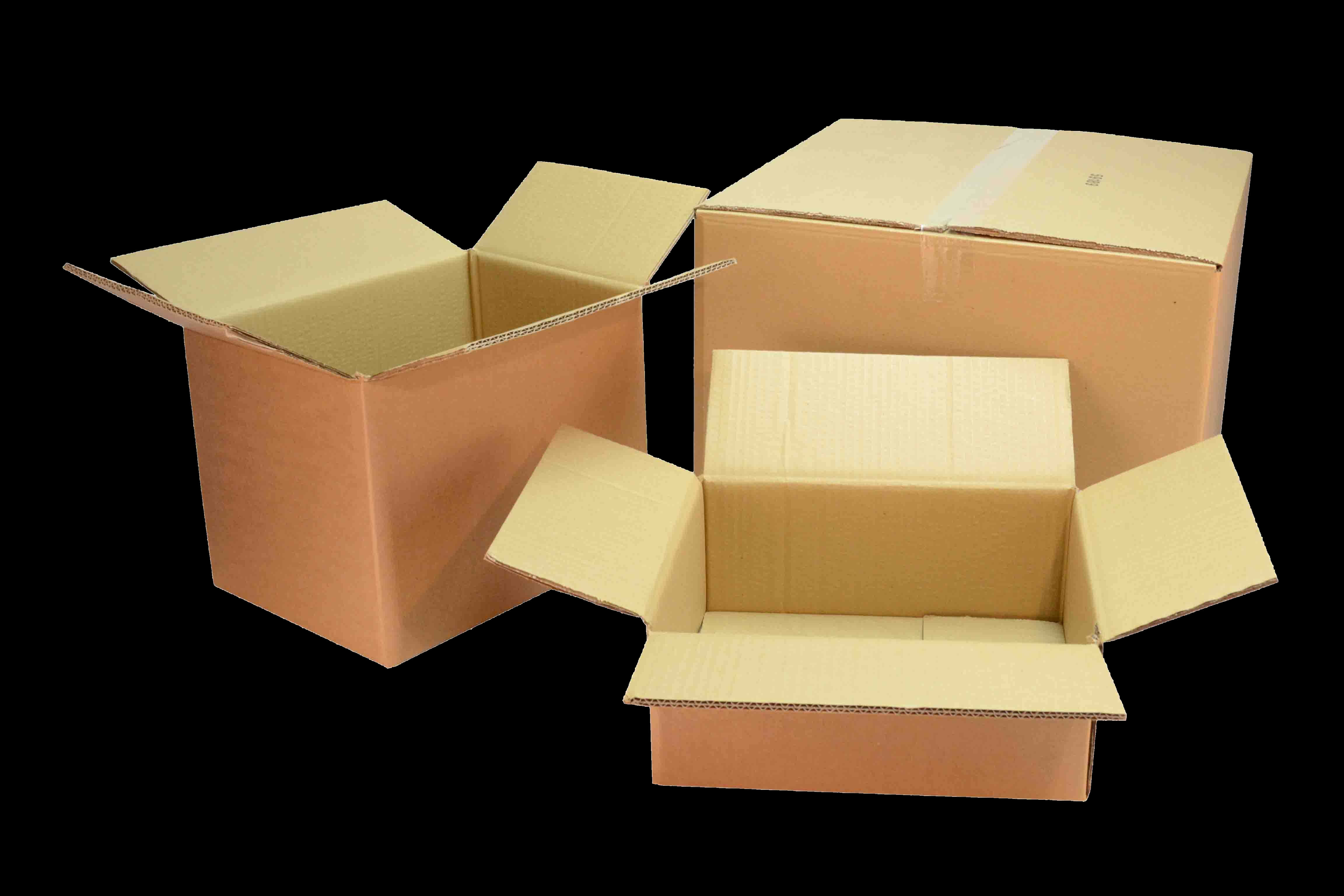 Cardboard Boxes Open Black Background