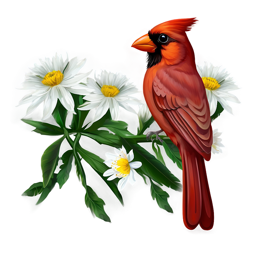 Cardinal With Flowers Png 69