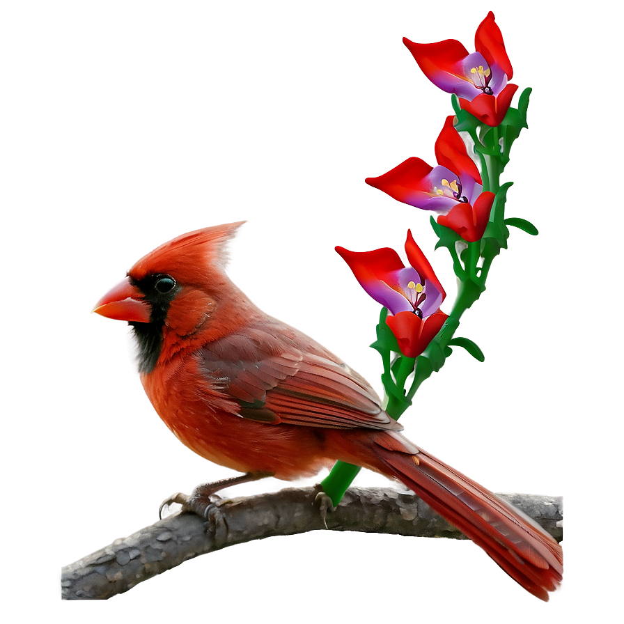 Cardinal With Flowers Png 77