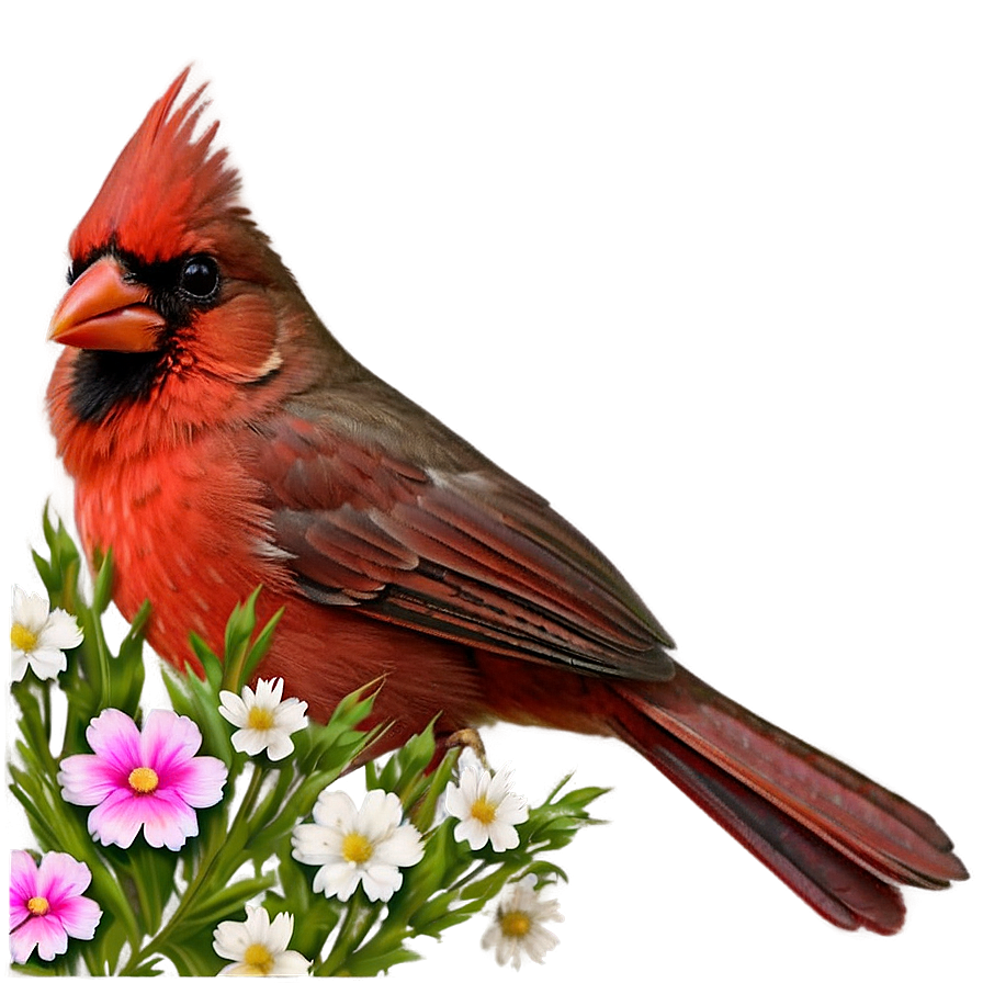 Cardinal With Flowers Png 99