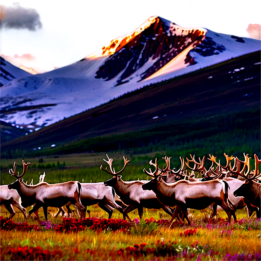 Caribou Herd In Tundra Png 06292024