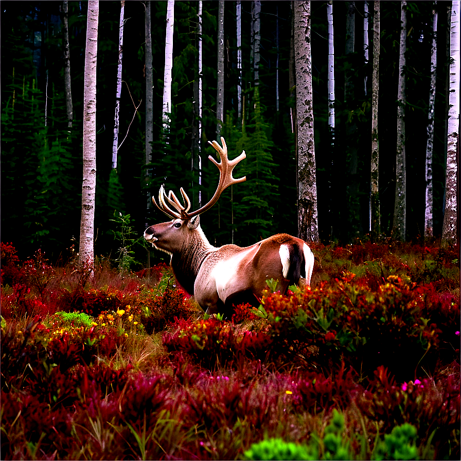 Caribou In Dense Forest Png Fcy18