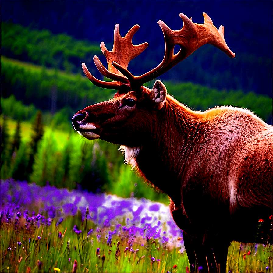 Caribou In Summer Meadow Png Bhu