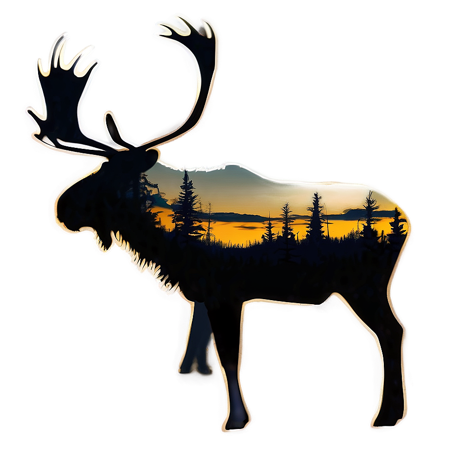 Caribou Silhouette At Dawn Png Umn18