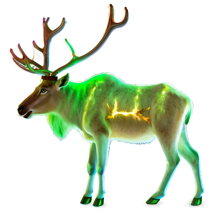 Caribou With Northern Aurora Png Use