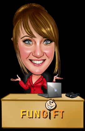 Caricatureof Womanat Desk