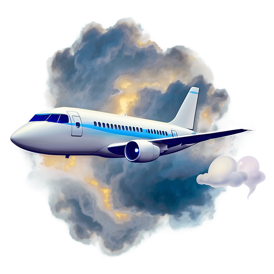 Cartoon Airplane In Clouds Png Vaw