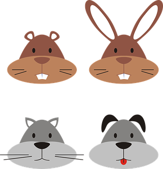 Cartoon Animal Faces Vector