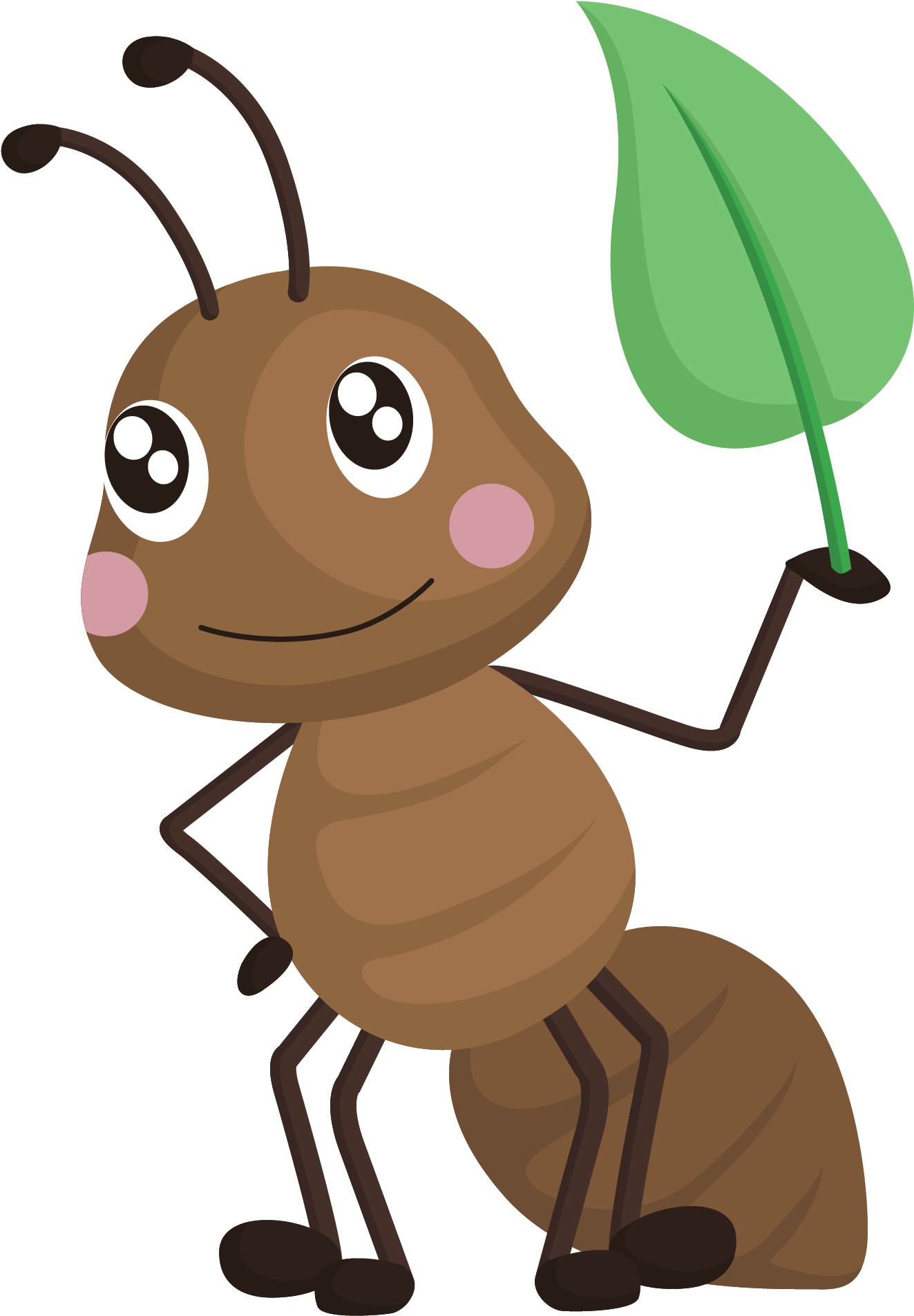 Cartoon Ant Holding Leaf