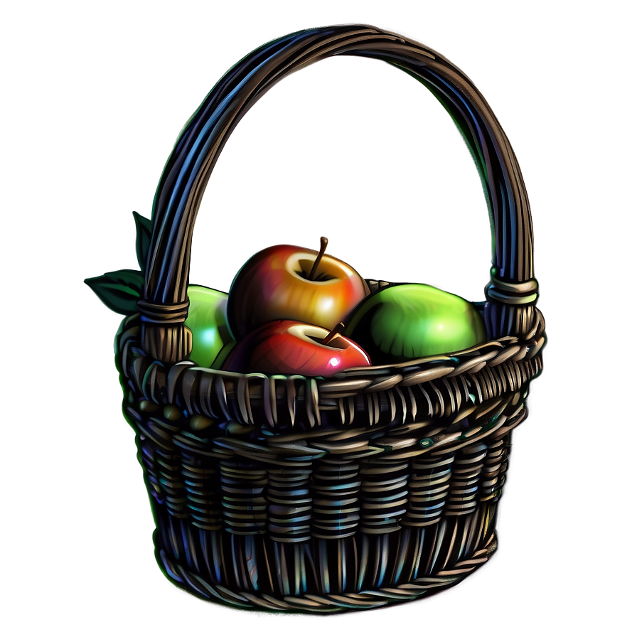 Cartoon Apple Basket Png 06272024