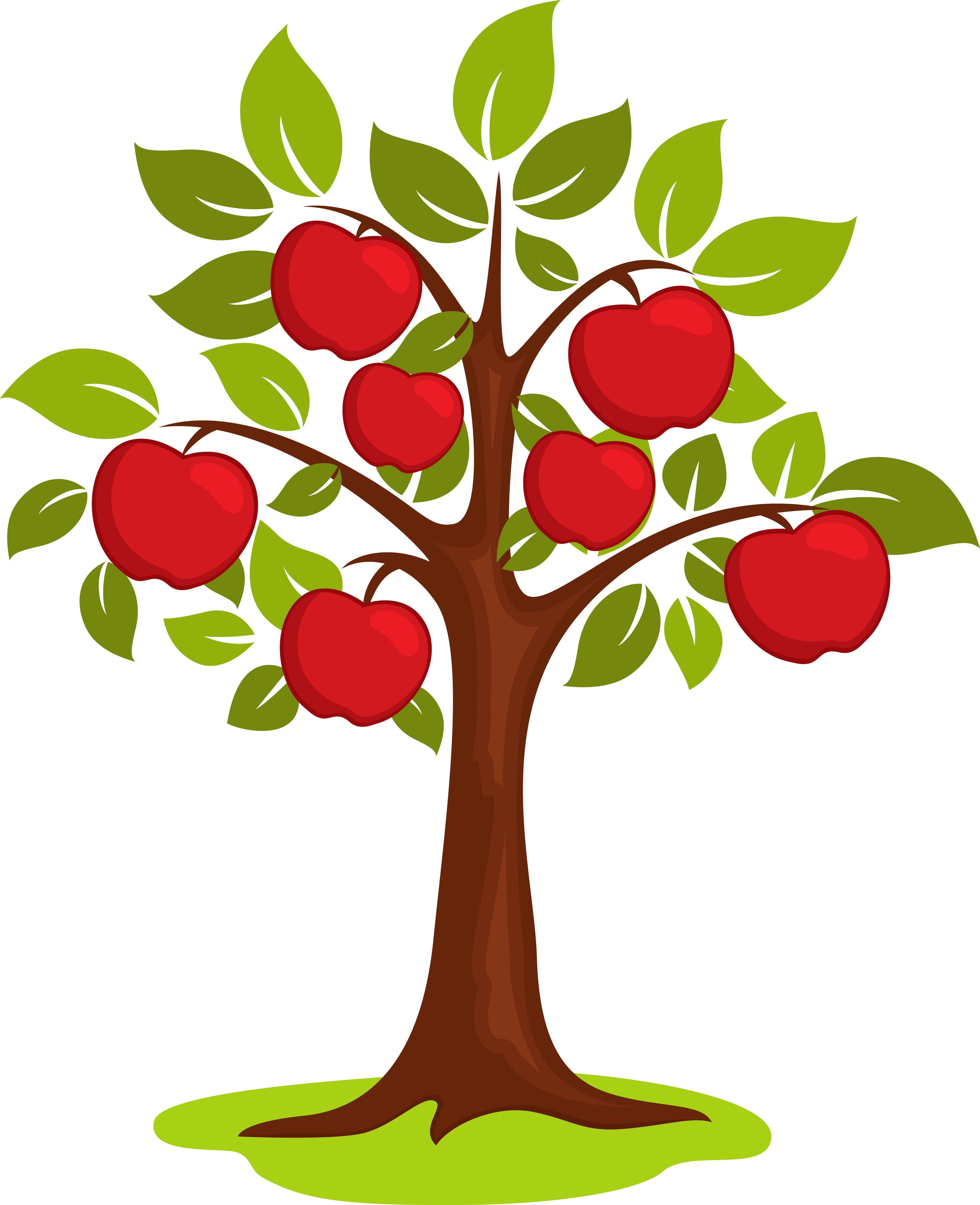 Cartoon Apple Tree Fullof Red Apples