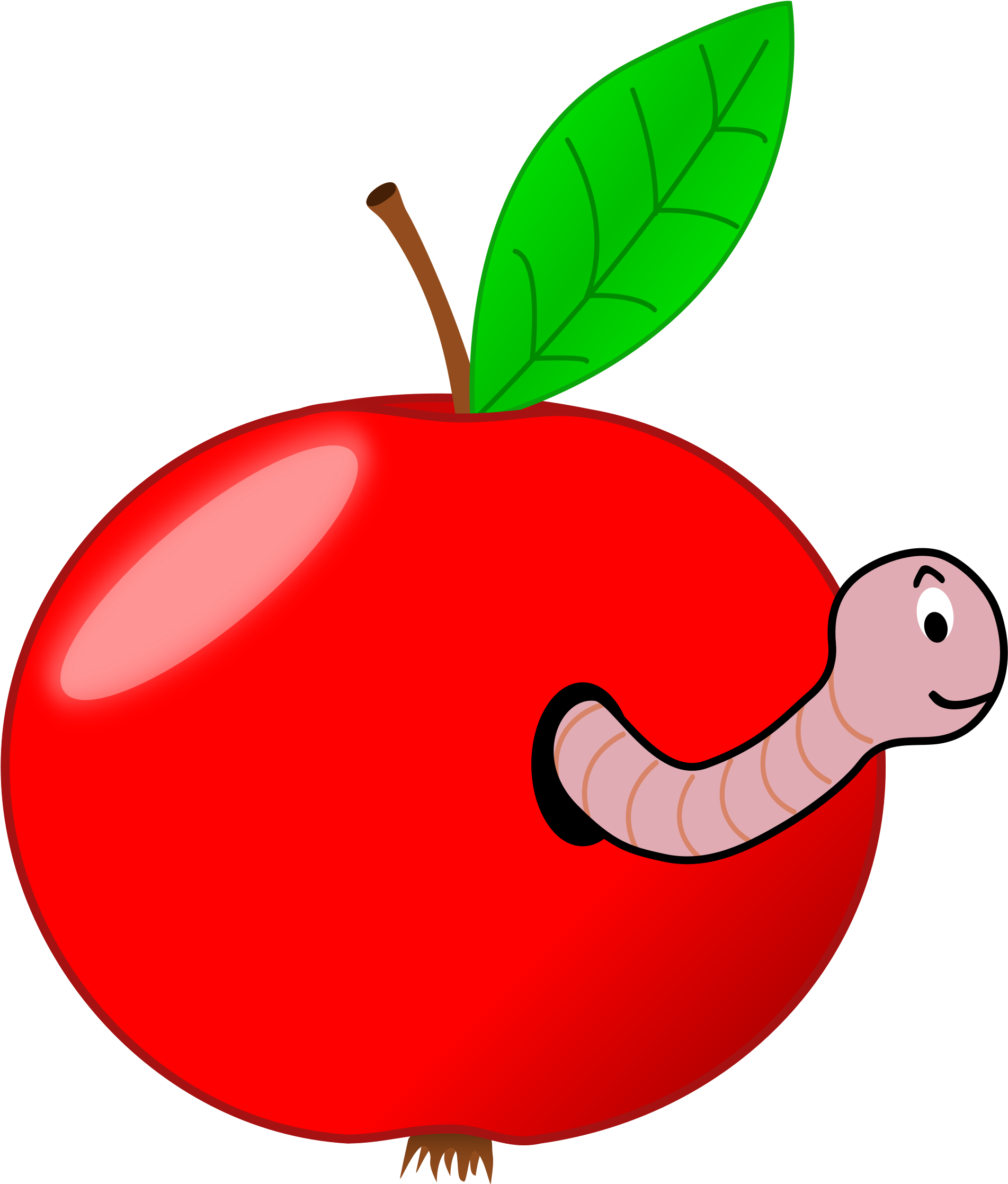 Cartoon Apple With Worm