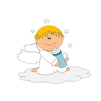 Cartoon Baby Angel With Bottle