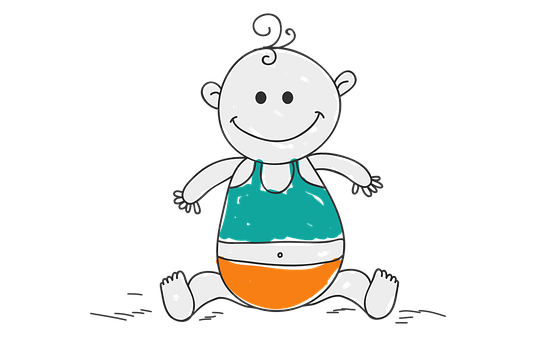 Cartoon Baby Sitting Happily