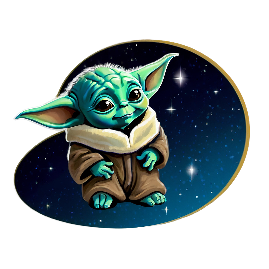 Cartoon Baby Yoda In Space Png 06252024