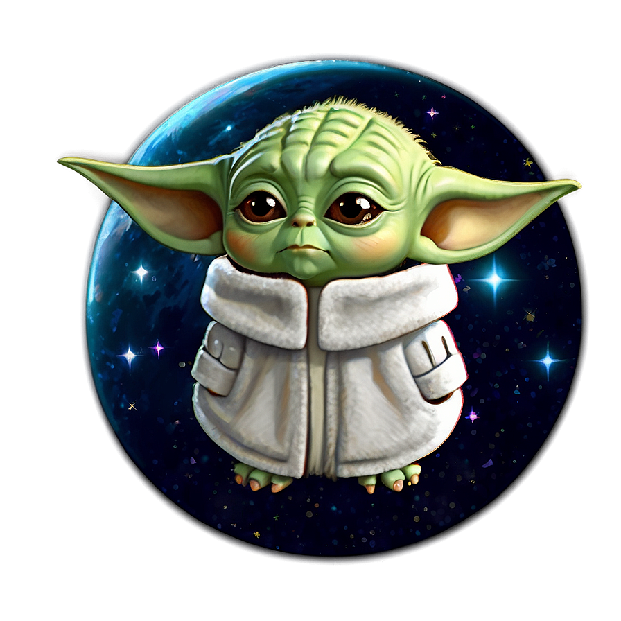 Cartoon Baby Yoda In Space Png Dry77