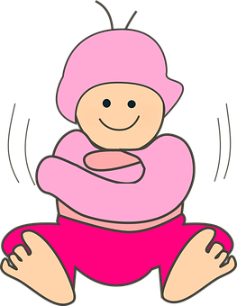 Cartoon Babyin Pink Outfit