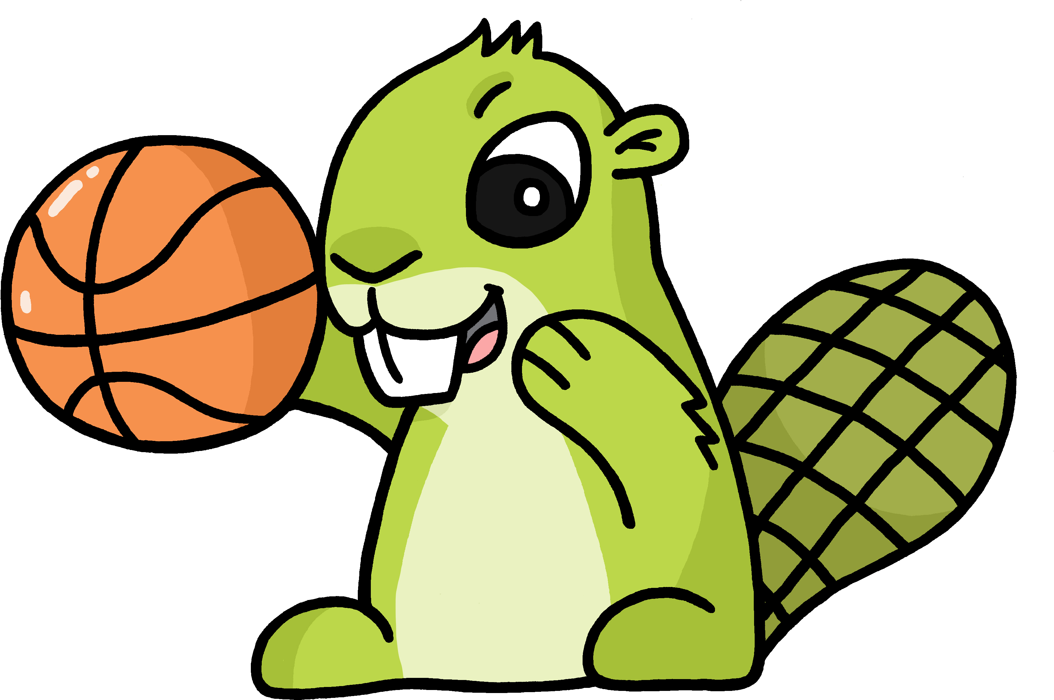 Cartoon Beaver Basketball Clipart