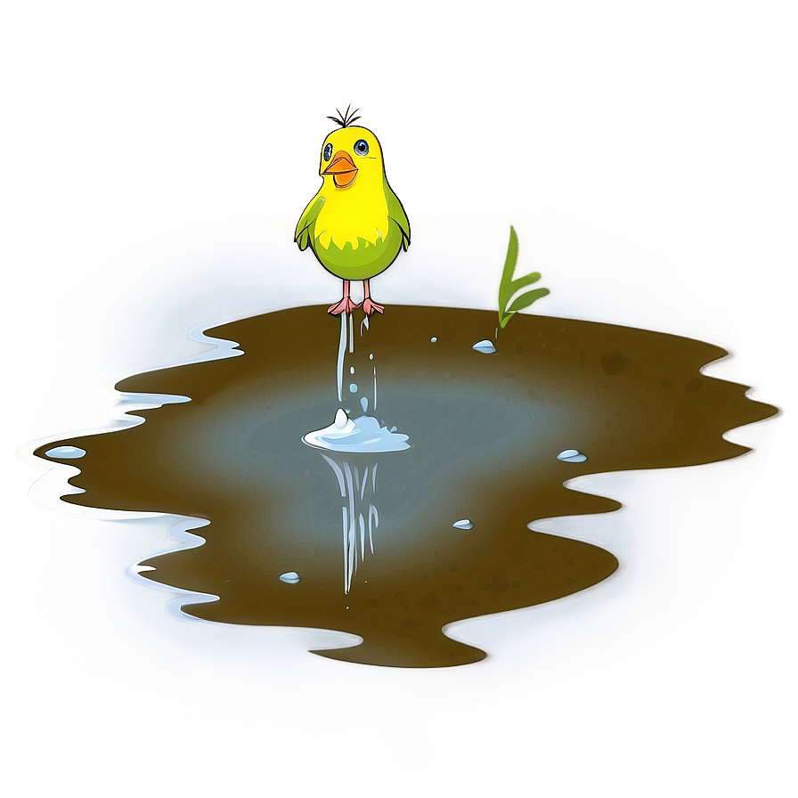 Cartoon Bird In Puddle Png Fja