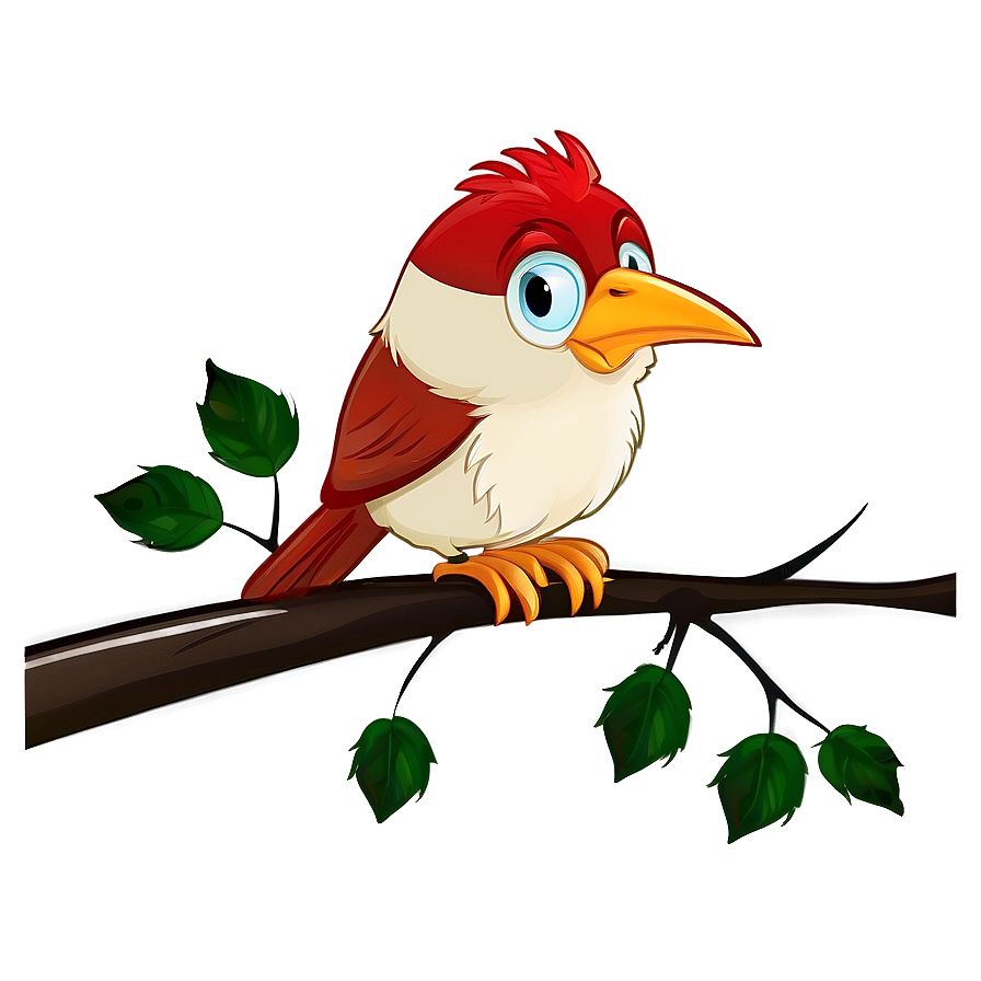 Cartoon Bird On Branch Png 06202024