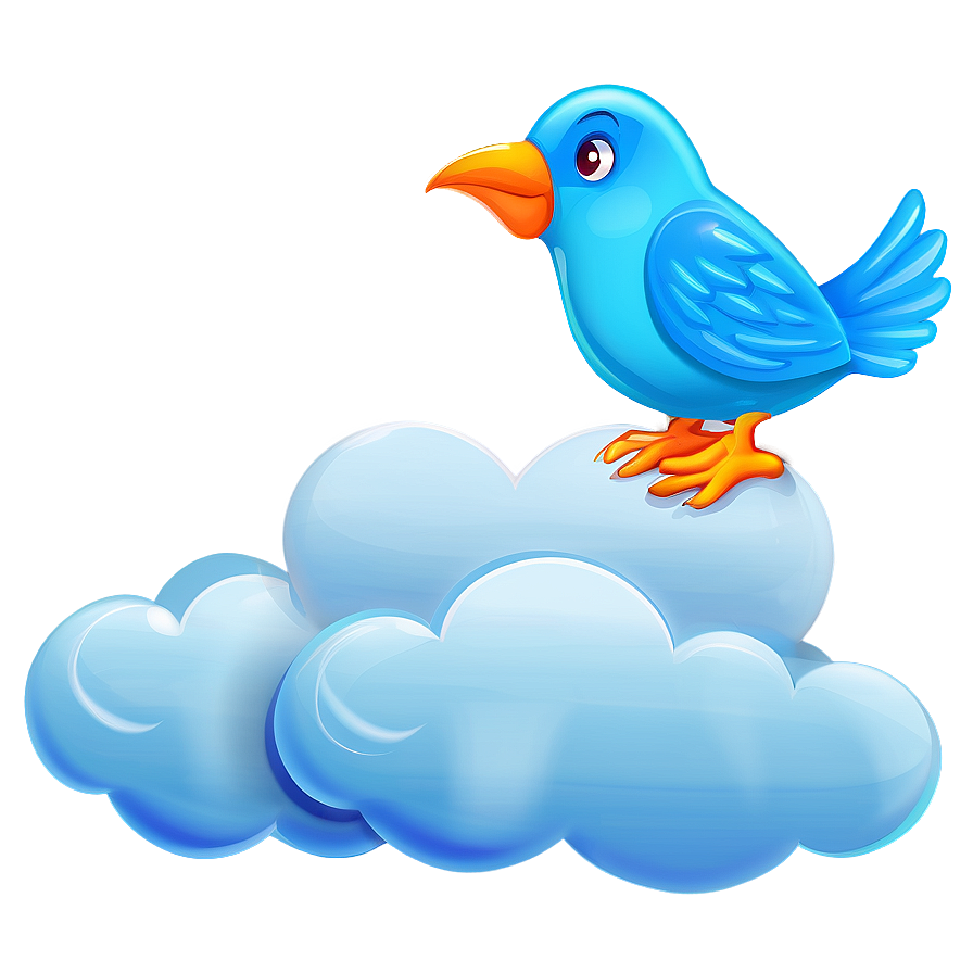 Cartoon Bird On Cloud Png 63