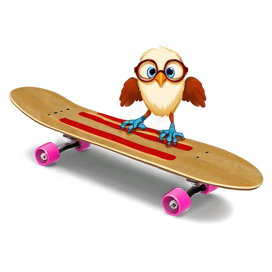 Cartoon Bird On Skateboard Png 06202024