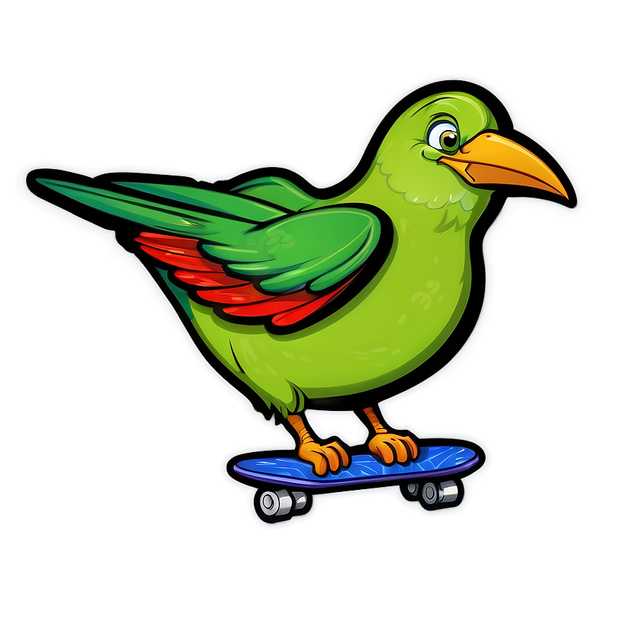 Cartoon Bird On Skateboard Png 42