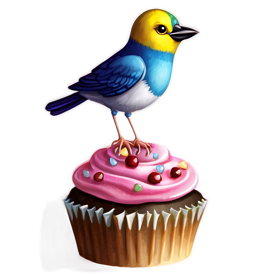 Cartoon Bird With Cupcake Png Hjh96