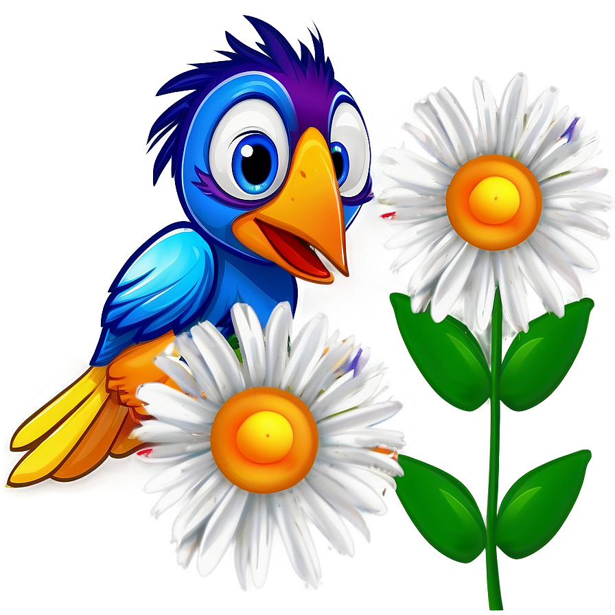 Cartoon Bird With Flowers Png Tsp30