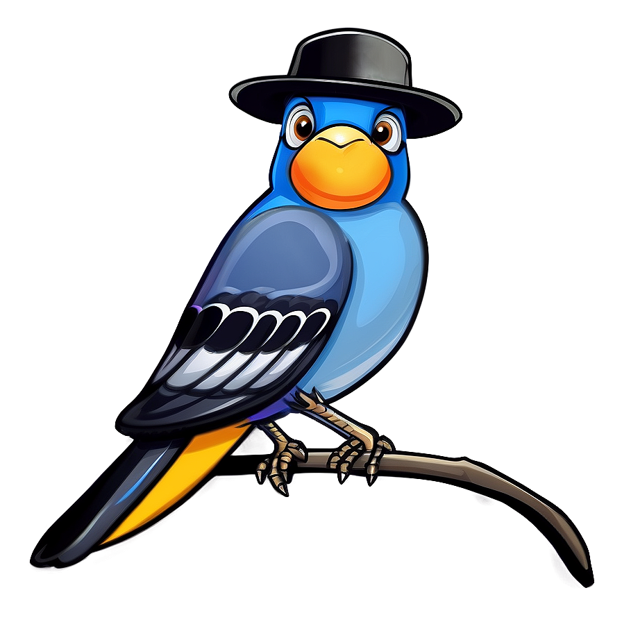 Cartoon Bird With Hat Png Nhg25