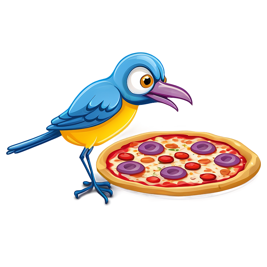 Cartoon Bird With Pizza Png Tfp64