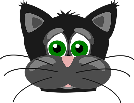 Cartoon Black Cat Green Eyes