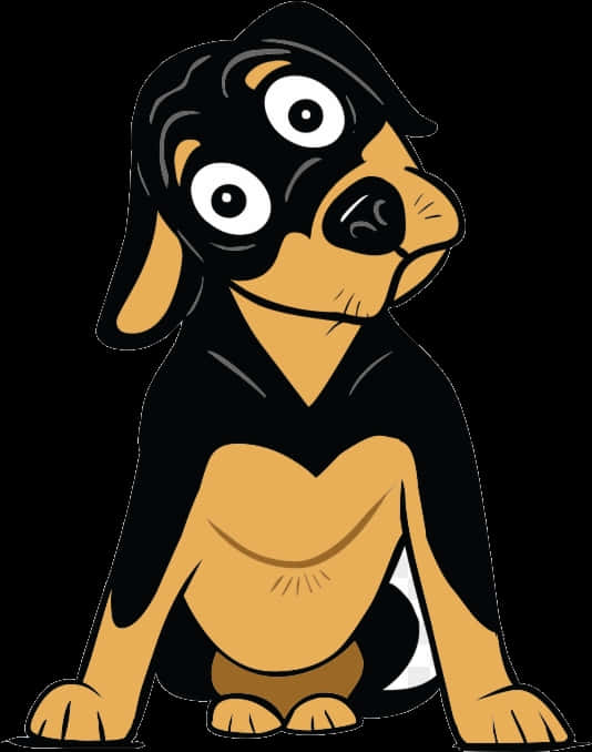 Cartoon Blackand Tan Dog Illustration