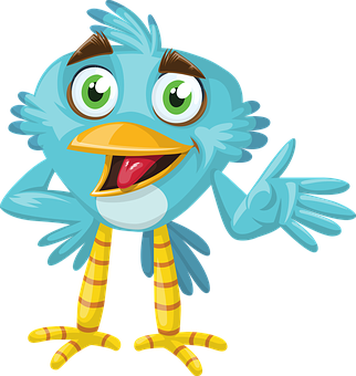 Cartoon Blue Bird Gesture