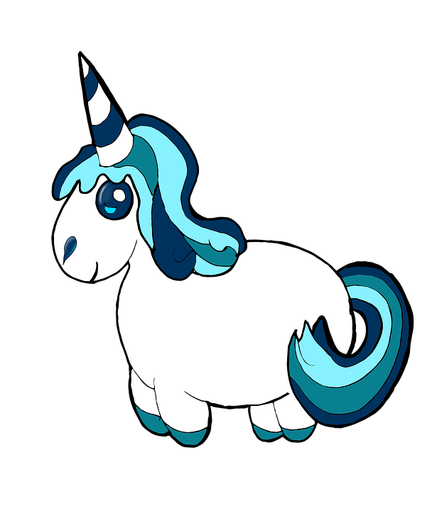 Cartoon Blue Maned Unicorn