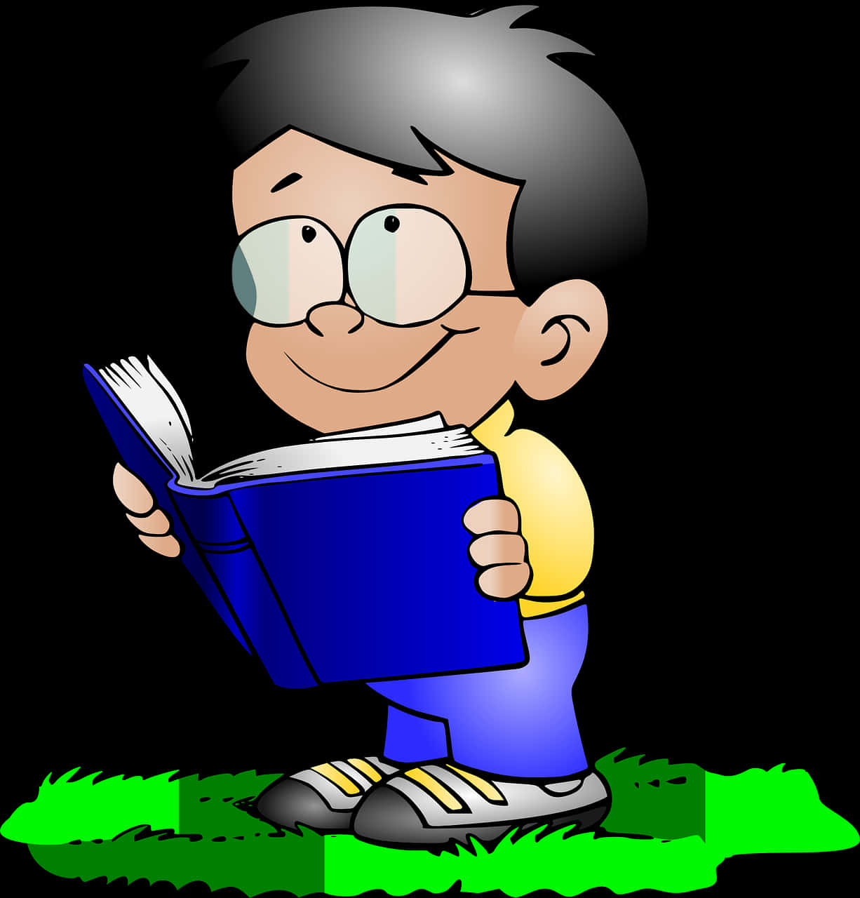 Cartoon Boy Reading Book