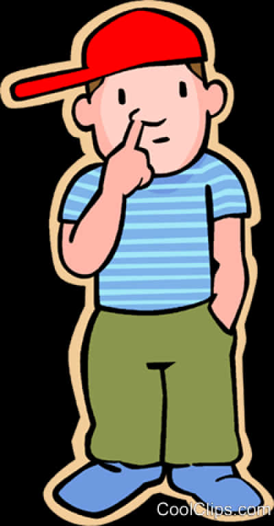 Cartoon Boy Touching Nose