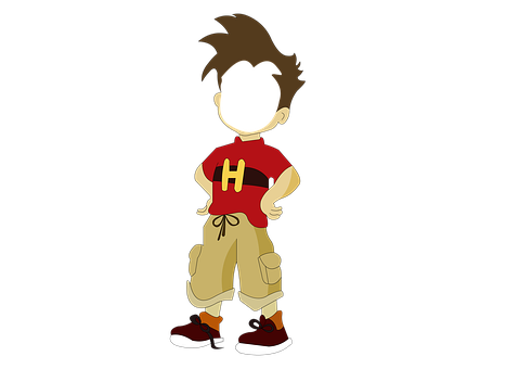 Cartoon Boy With H Shirt