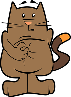 Cartoon Brown Cat Pointingat Belly