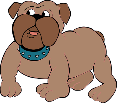 Cartoon Brown Dog Blue Collar