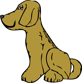 Cartoon Brown Dog Sitting