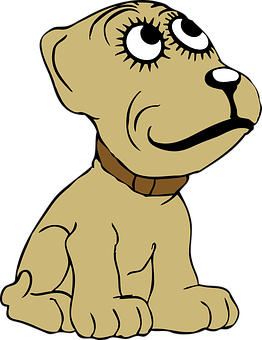 Cartoon Brown Dog Sitting