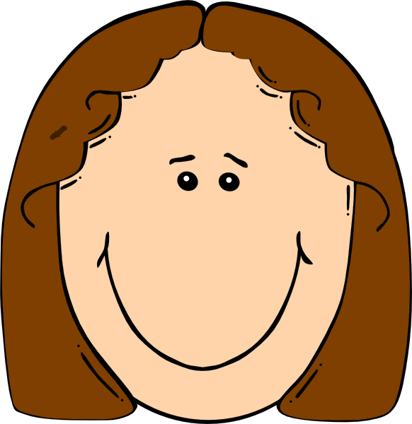 Cartoon Brown Hair Person Smiling