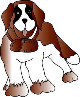 Cartoon Brownand White Dogwith Bone