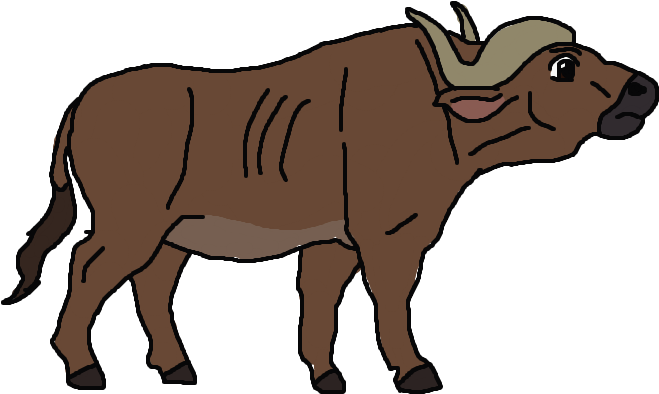 Cartoon Buffalo Standing Side View