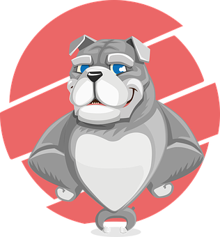 Cartoon Bulldog Red Background