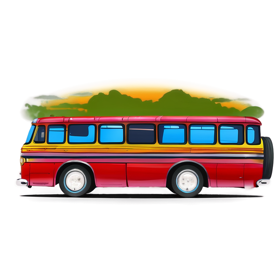 Cartoon Bus At Sunset Png 14